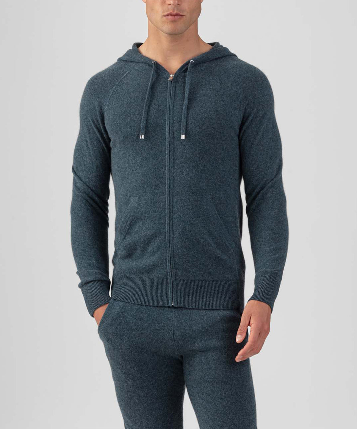 Cashmere Zipped Hoodie: Dark Sage