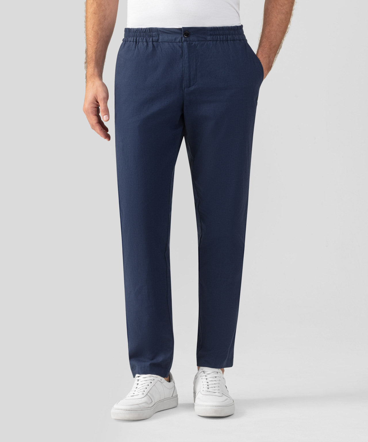 Cotton-Linen Pants: Deep Ocean