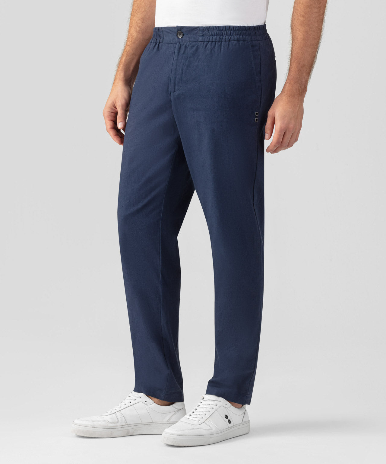 Cotton-Linen Pants: Deep Ocean