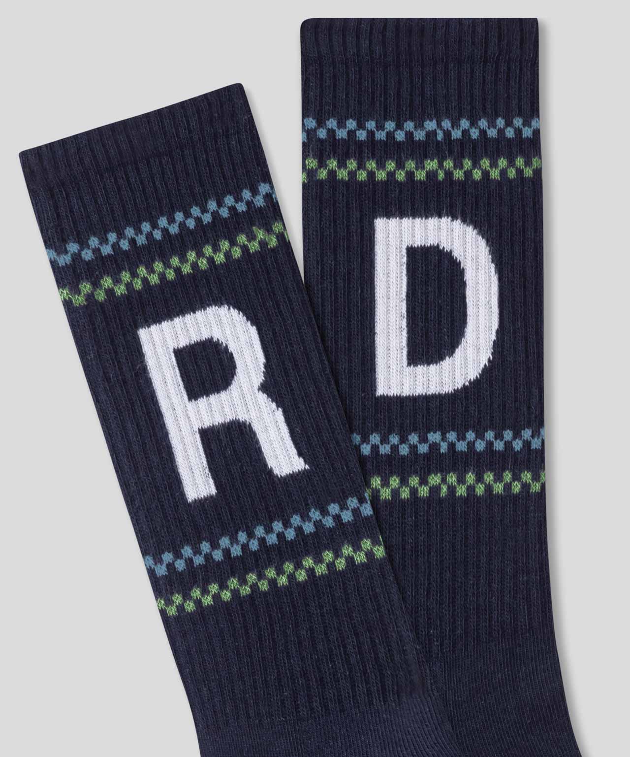 Sports Socks RD w. Fisherman Stripes: Deep Ocean