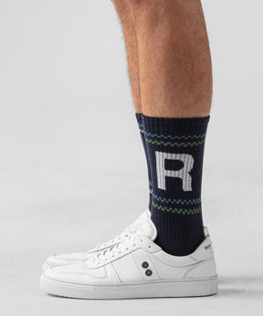 Sports Socks RD w. Fisherman Stripes: Deep Ocean