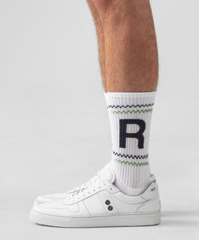 Sports Socks RD w. Fisherman Stripes: White