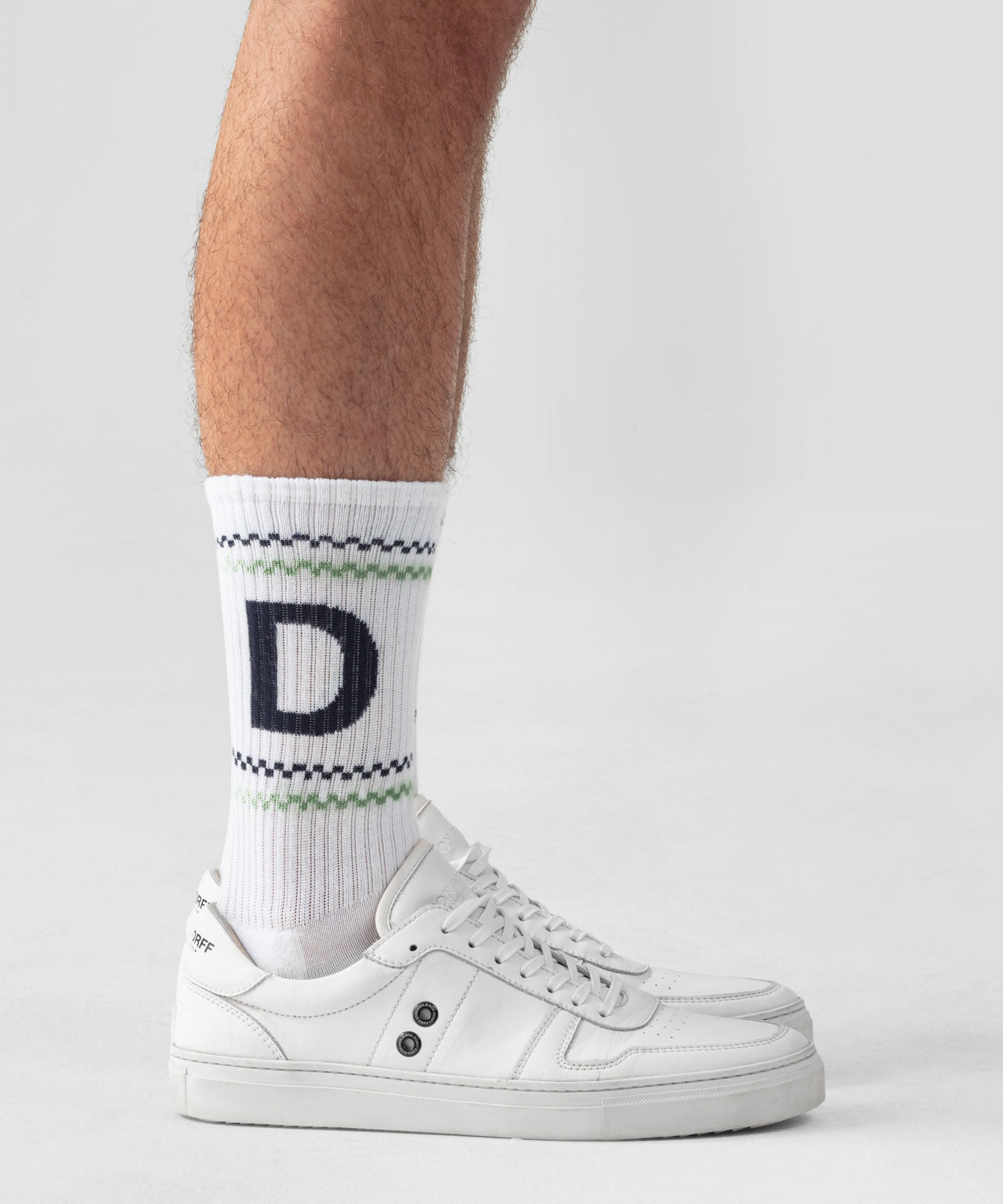 Sports Socks RD w. Fisherman Stripes: White