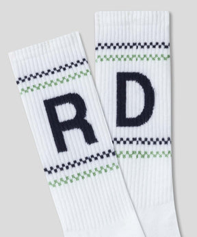 Sports Socks RD w. Fisherman Stripes: White