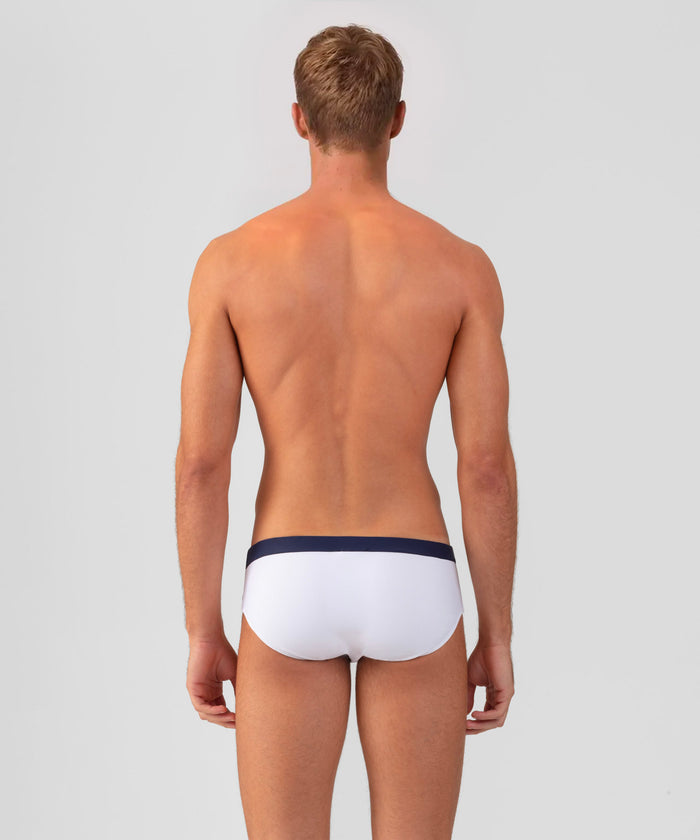 Swim Briefs w. Waistband: White