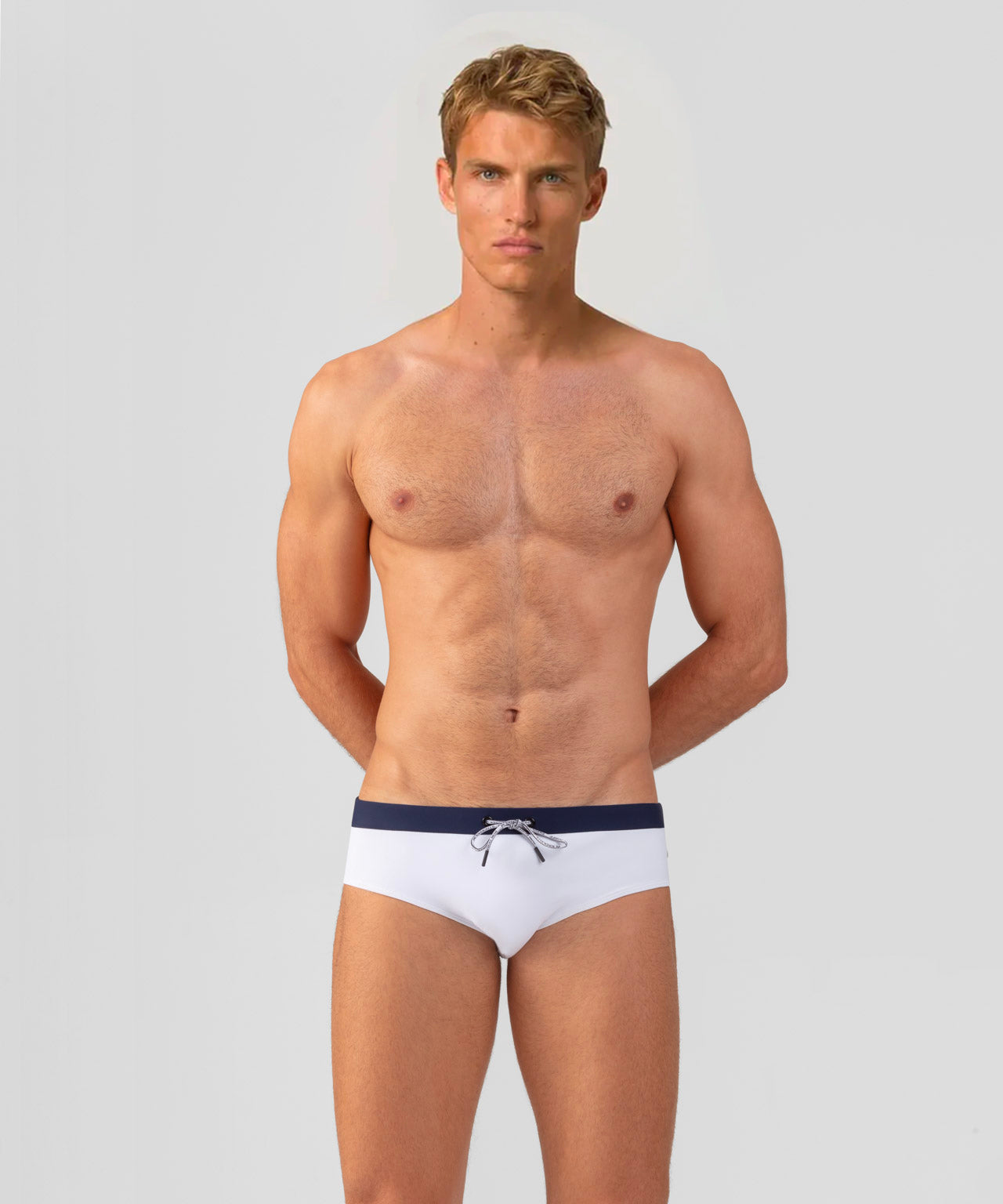 Swim Briefs w. Waistband: White