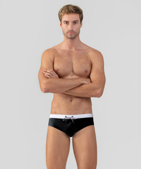 Swim Briefs w. Waistband: Black