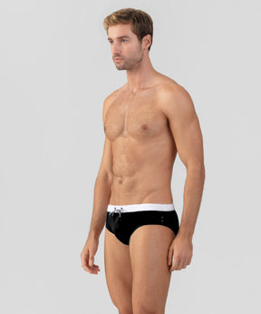 RD Swim Briefs w. White Waistband: Black