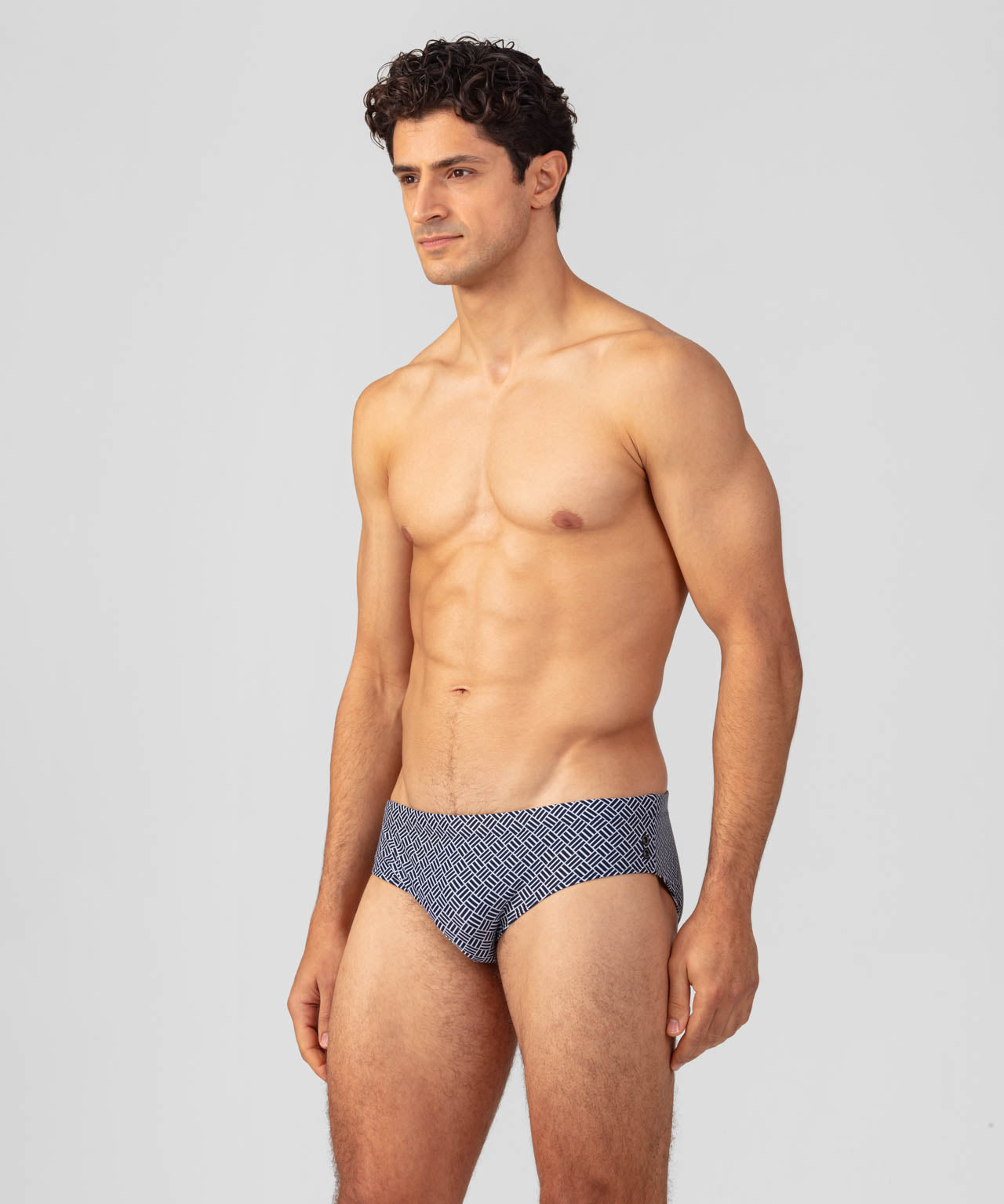 Swim Briefs w. Graphic Pattern: Navy