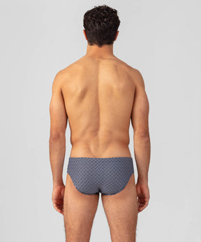 Swim Briefs w. Graphic Pattern: Navy