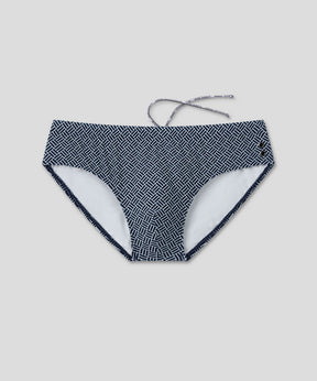 Swim Briefs w. Graphic Pattern: Navy