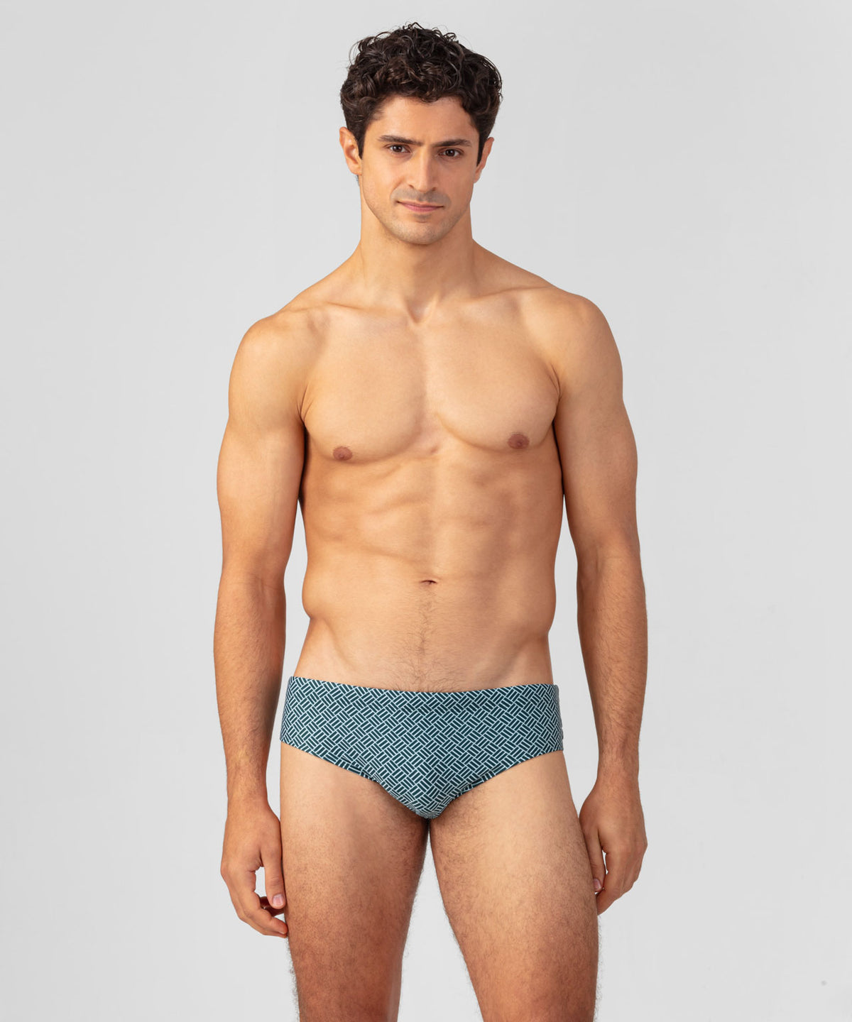 Swim Briefs w. Graphic Pattern: Pine Green