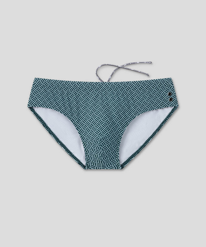 Swim Briefs w. Graphic Pattern: Pine Green