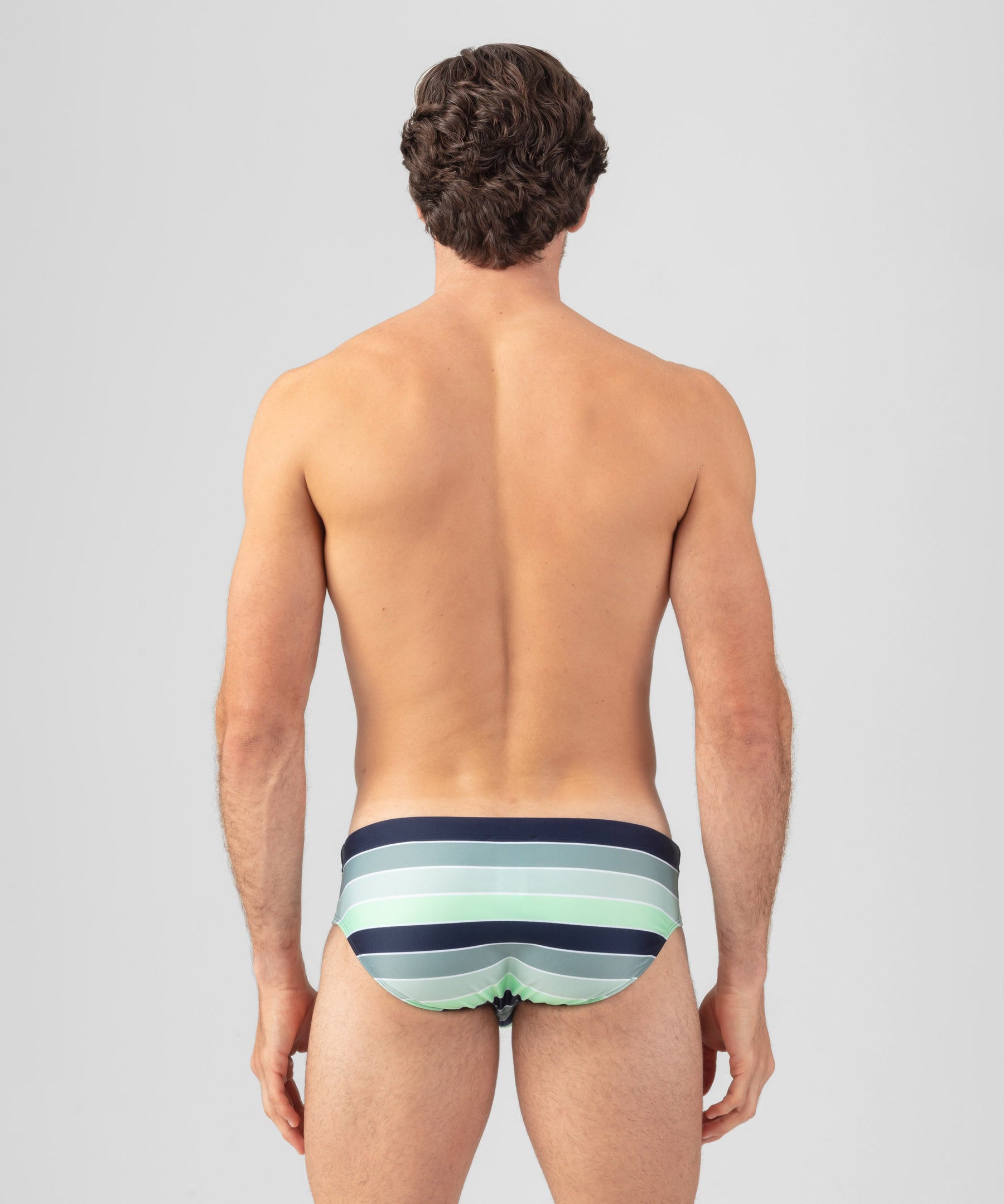 Swim Briefs w. Placed Stripes: Aquamarine