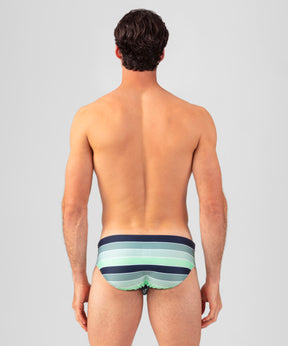 Swim Briefs w. Placed Stripes: Aquamarine