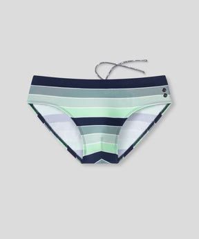 Swim Briefs w. Placed Stripes: Aquamarine