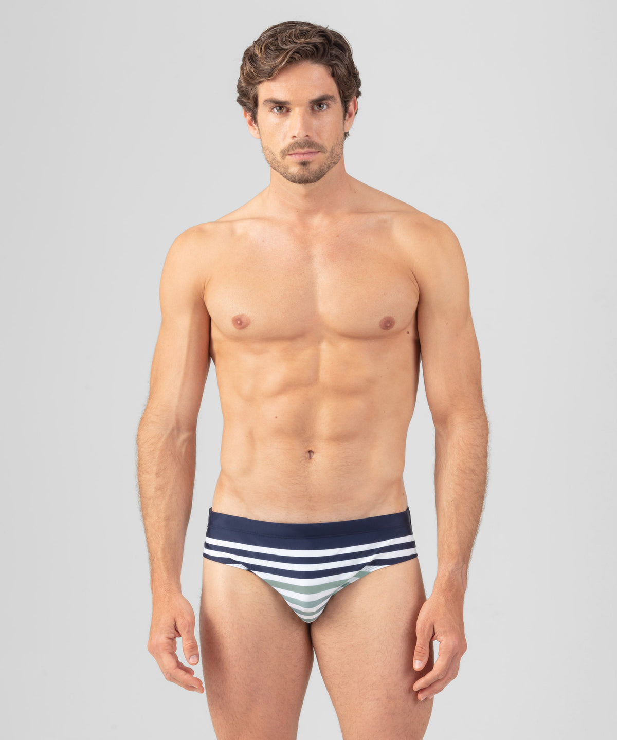 Swim Briefs w. Multico Stripes: Deep Ocean