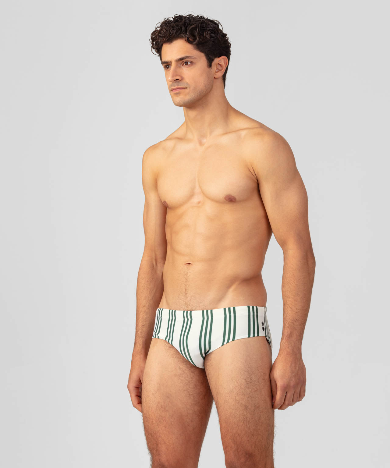 Swim Briefs w. Vertical Thin Stripes: Cactus