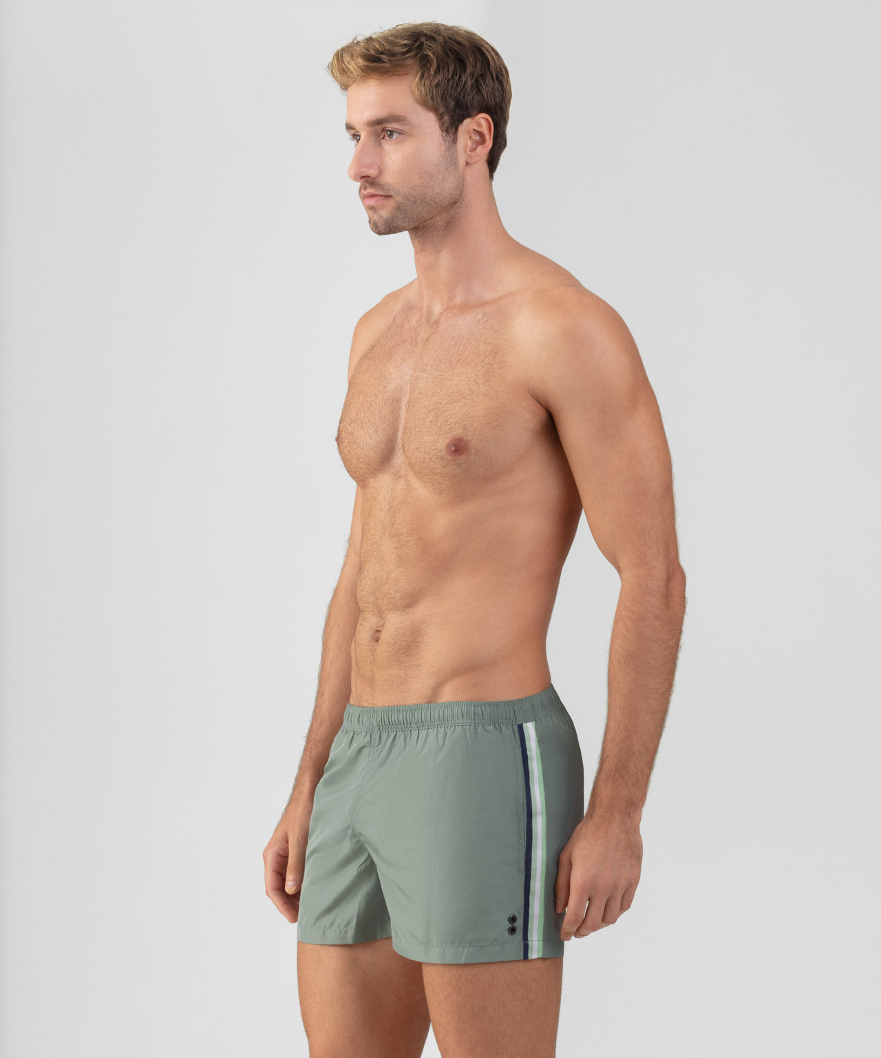 Swim Shorts w. Side Stripes: Aquamarine