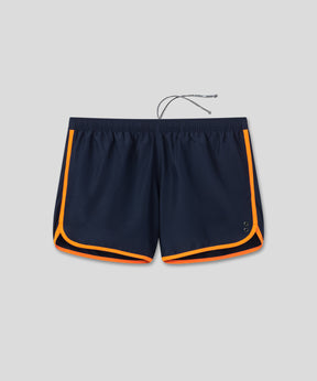 Marathon Swim Shorts: Navy/Neon Orange