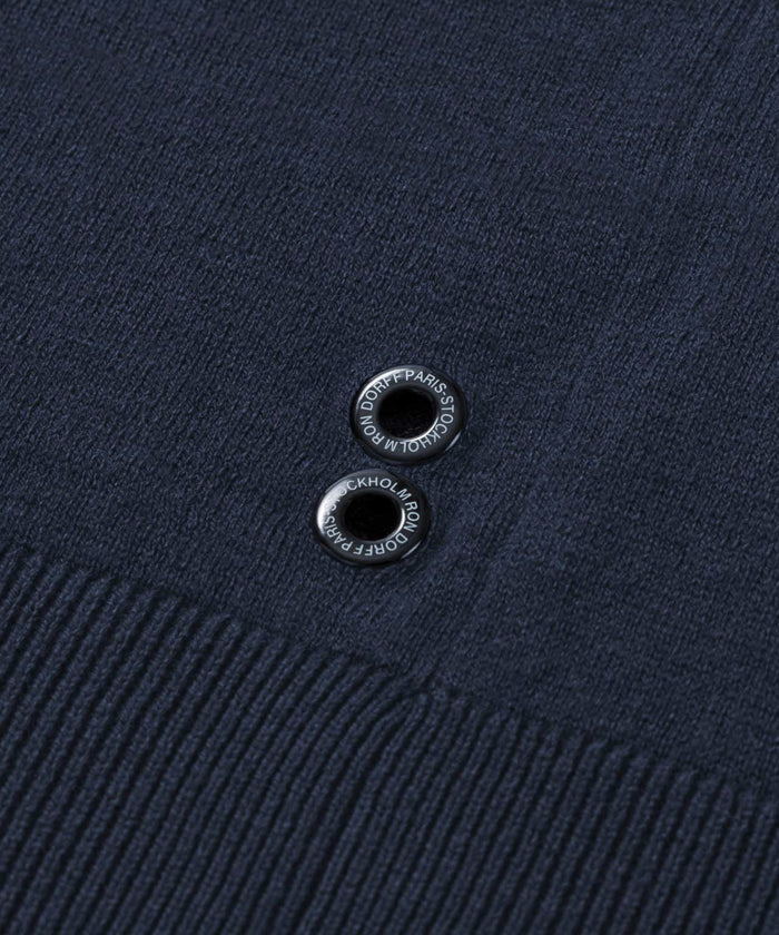 Cotton Cashmere Sweater w. Stripes: Navy