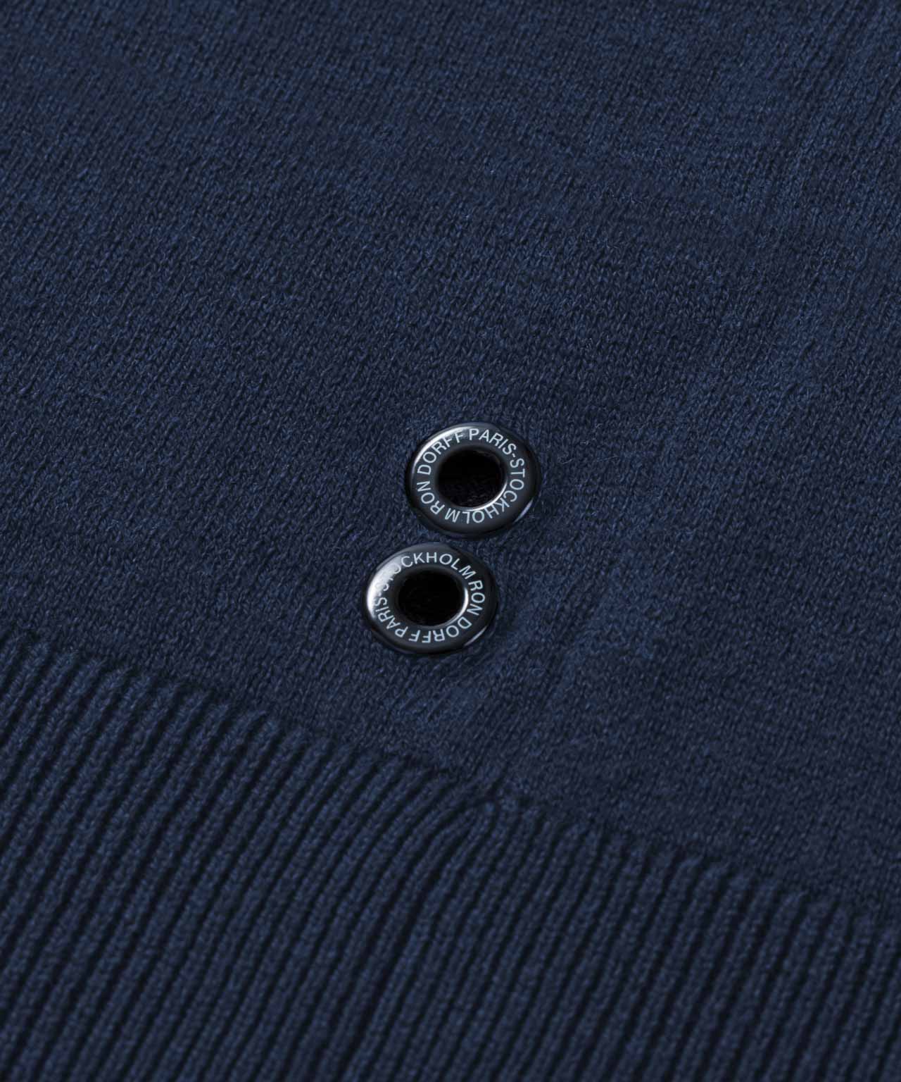 Wool Cotton Sweater w. Lines: Navy