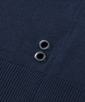 Wool Cotton Sweater w. Lines: Navy