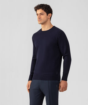 Cotton-Wool Sweater w. Side Rib: Navy