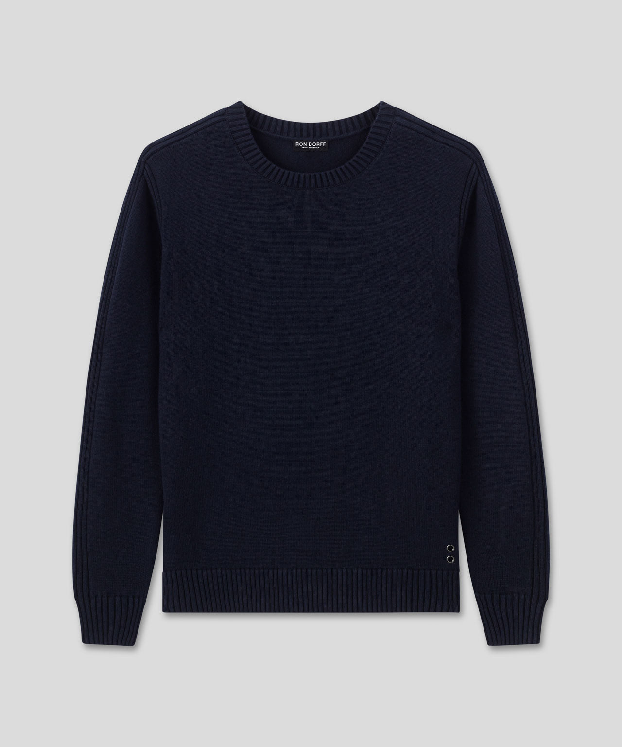 Cotton-Wool Navy Sweater w. Side Rib: Navy