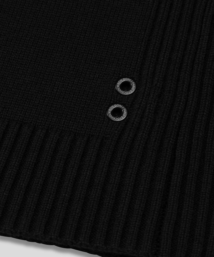 Cotton-Wool Navy Sweater w. Side Rib: Black