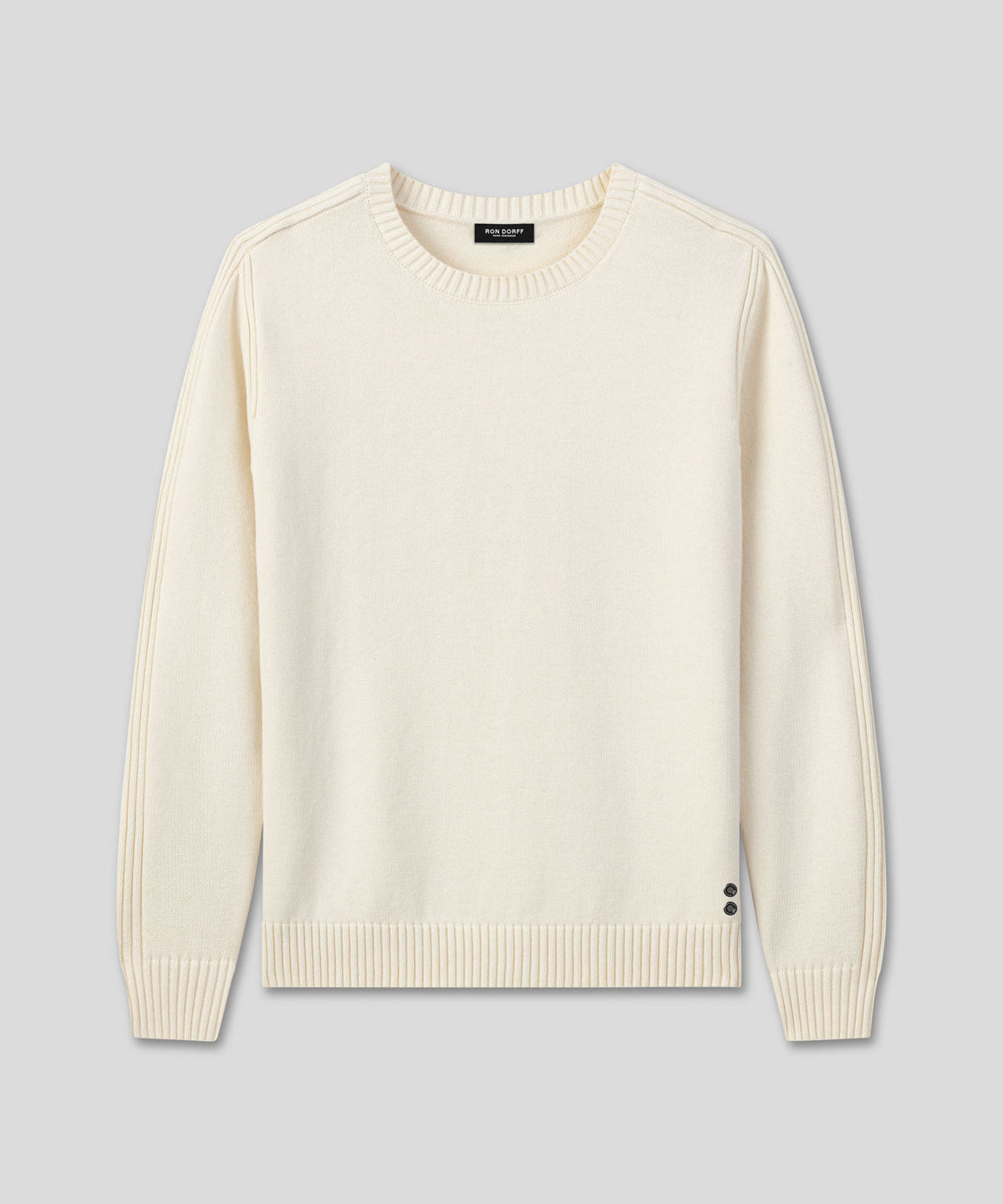 Cotton-Wool Sweater w. Side Rib: Off White