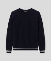 Wool Cashmere Tennis Sweater: Navy