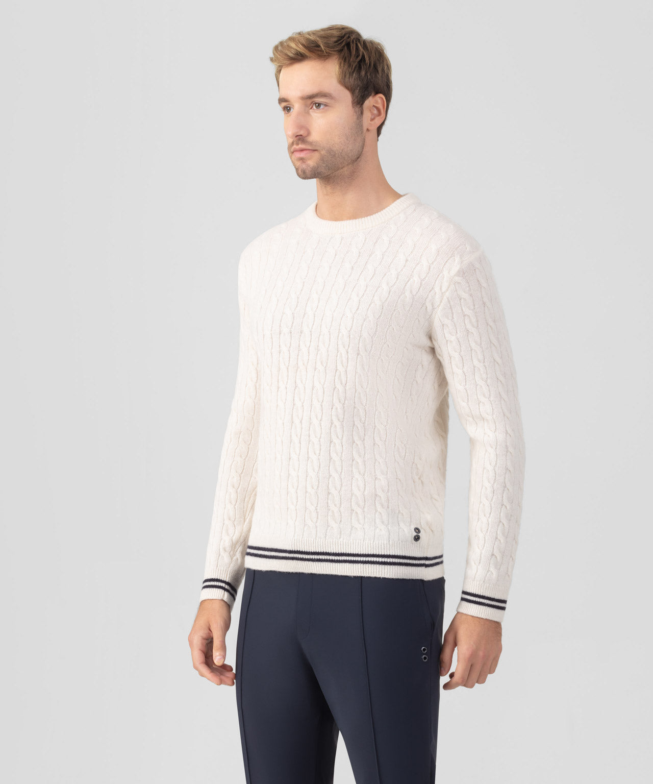 Wool Cashmere Tennis Sweater: Off White