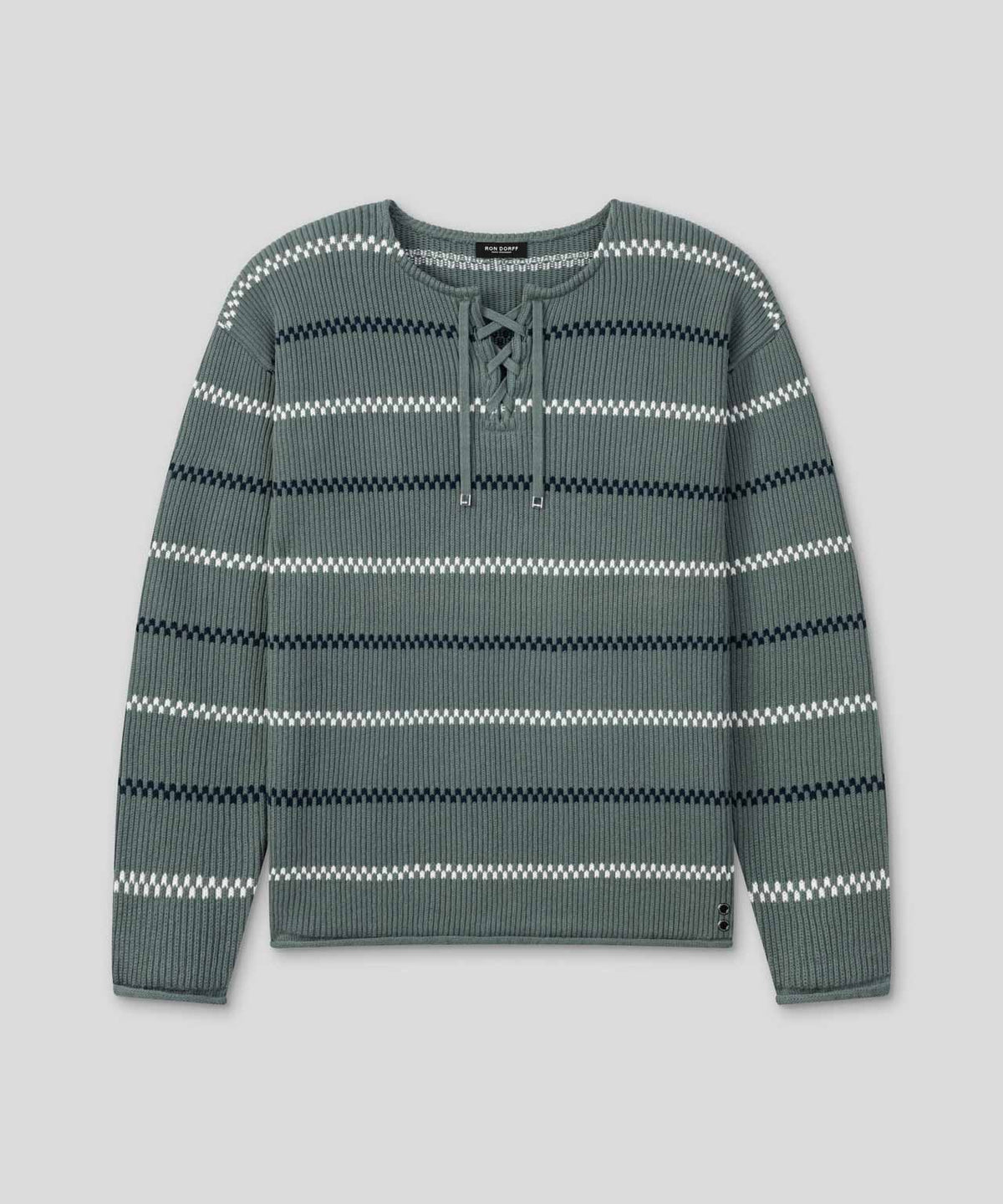 Swedish Fisherman Cotton Sweater: Green Shadow