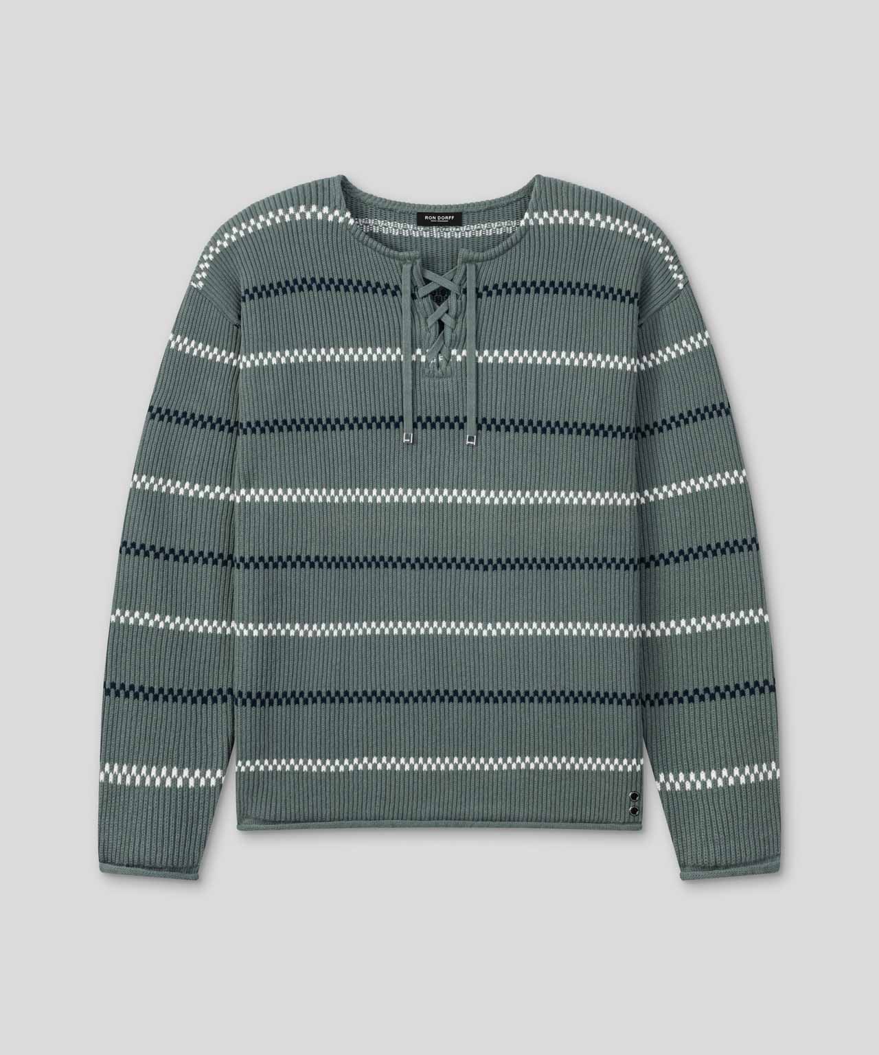 Swedish Fisherman Cotton Sweater: Green Shadow