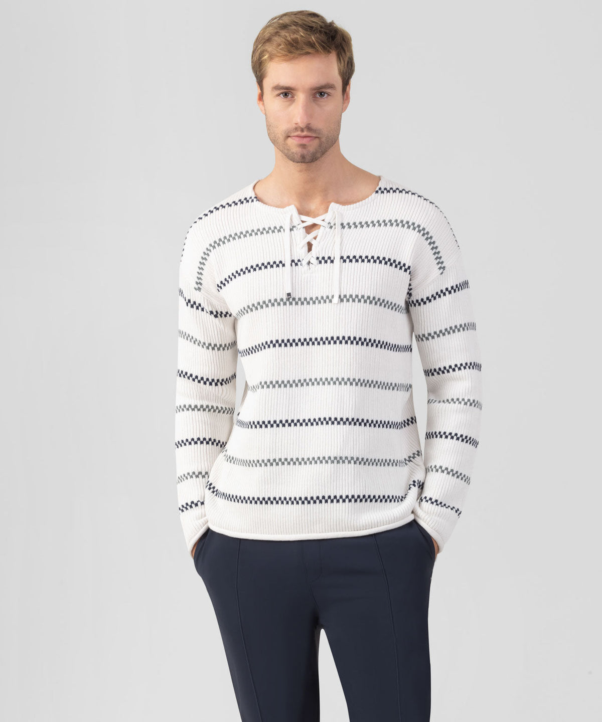 Swedish Fisherman Cotton Sweater: Off White