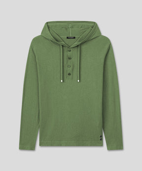 Light Cotton-Silk Hoodie Sweater: Cactus