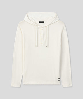 Light Cotton-Silk Hoodie Sweater: Off White