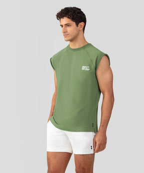 Organic Cotton Sleeveless Sweatshirt "DISCIPLINE": Cactus