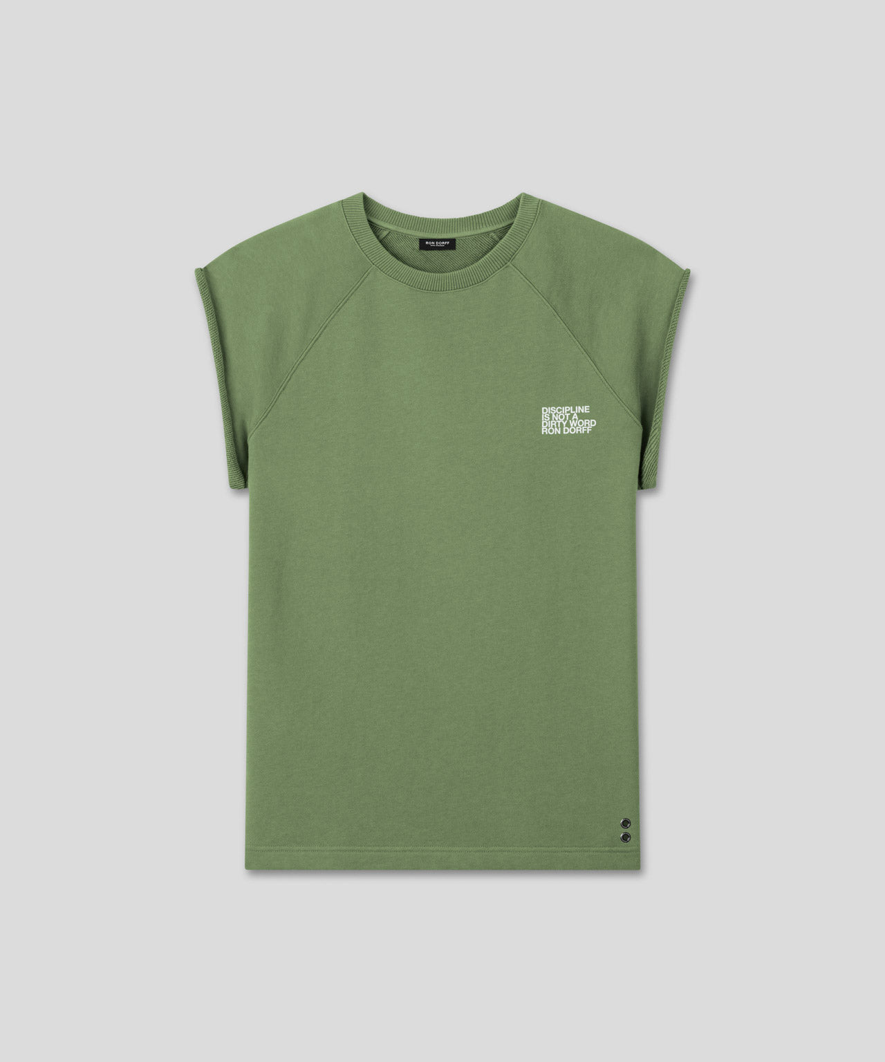 Organic Cotton Sleeveless Sweatshirt "DISCIPLINE": Cactus