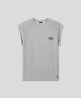 Organic Cotton Sleeveless Sweatshirt "DISCIPLINE": Grey Melange