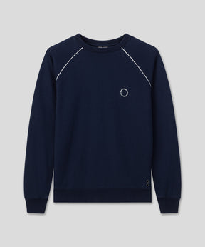 Organic Cotton Sweatshirt w. Piping: Deep Ocean