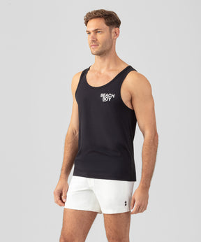 Organic Cotton Tank Top "BEACH BOY": Black