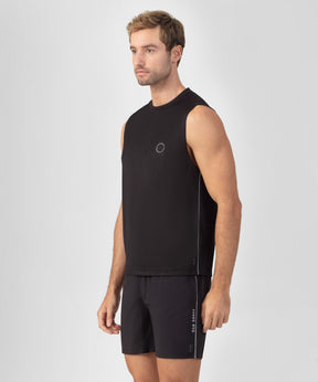 Sports Sleeveless T-Shirts w. Reflective Piping: Black