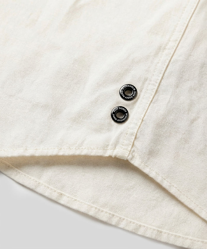 Cotton Linen Long Sleeve Shirt: Off White