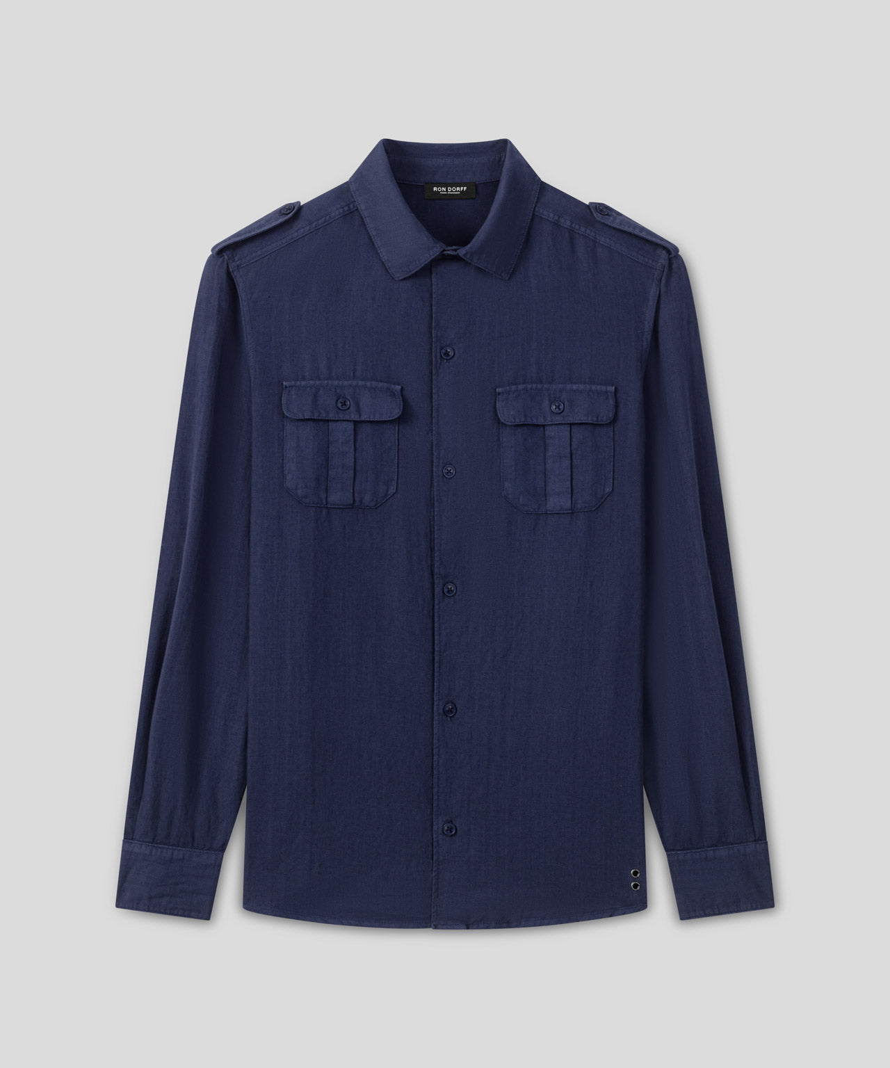 Cotton-Linen Long Sleeve Shirt w. Pockets: Deep Ocean