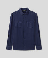 Cotton-Linen Long Sleeve Shirt w. Pockets: Deep Ocean