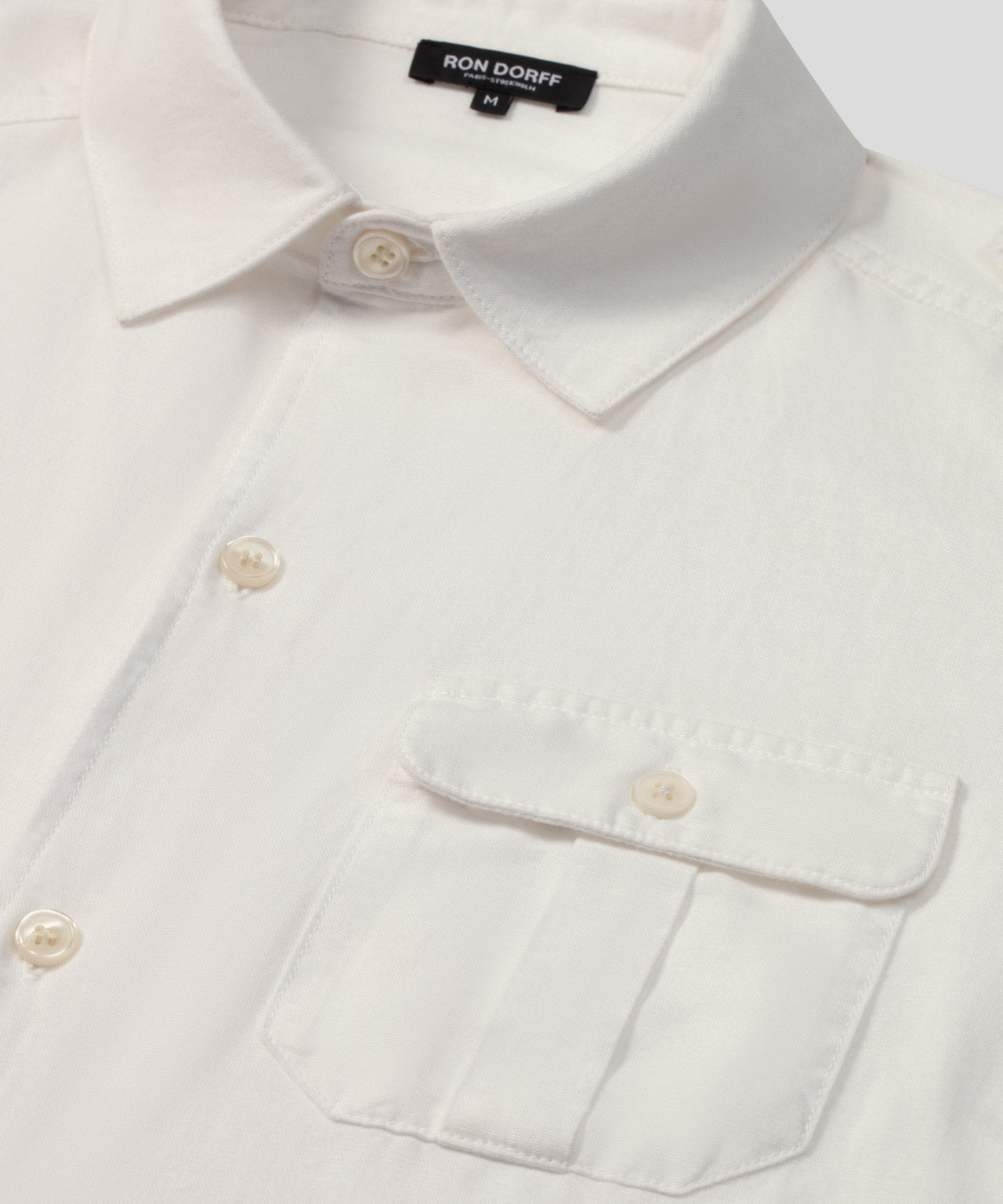 Cotton-Linen Long Sleeve Shirt w. Pockets: Off White