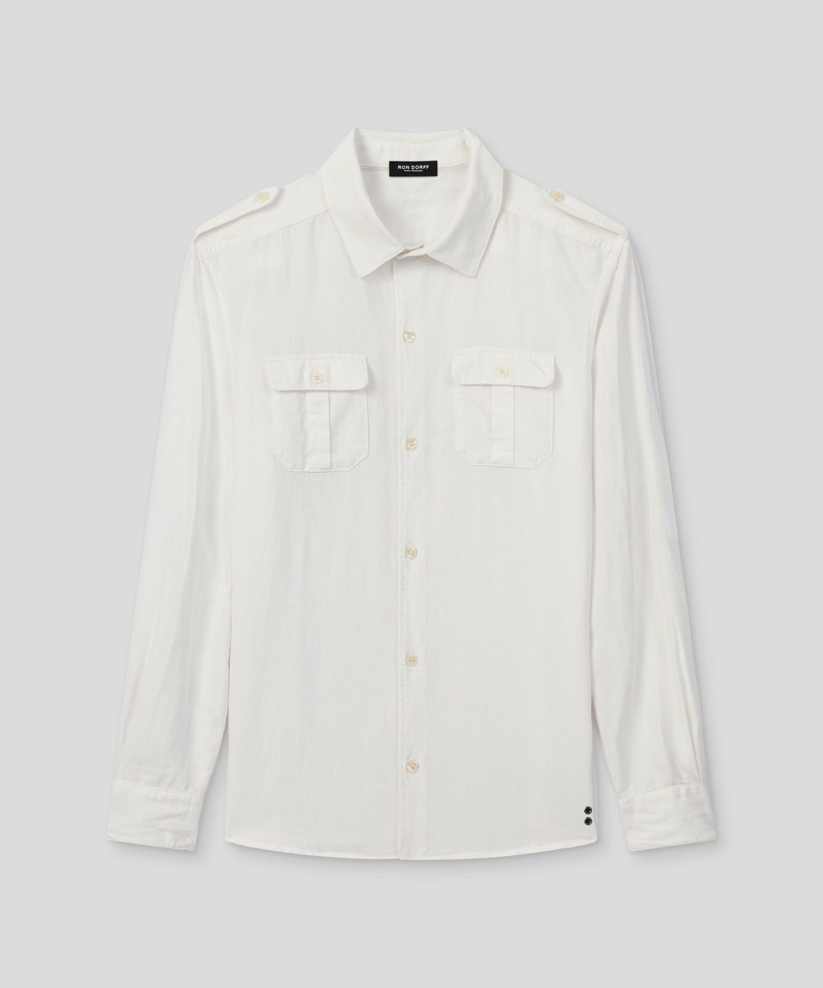 Cotton-Linen Long Sleeve Shirt w. Pockets: Off White