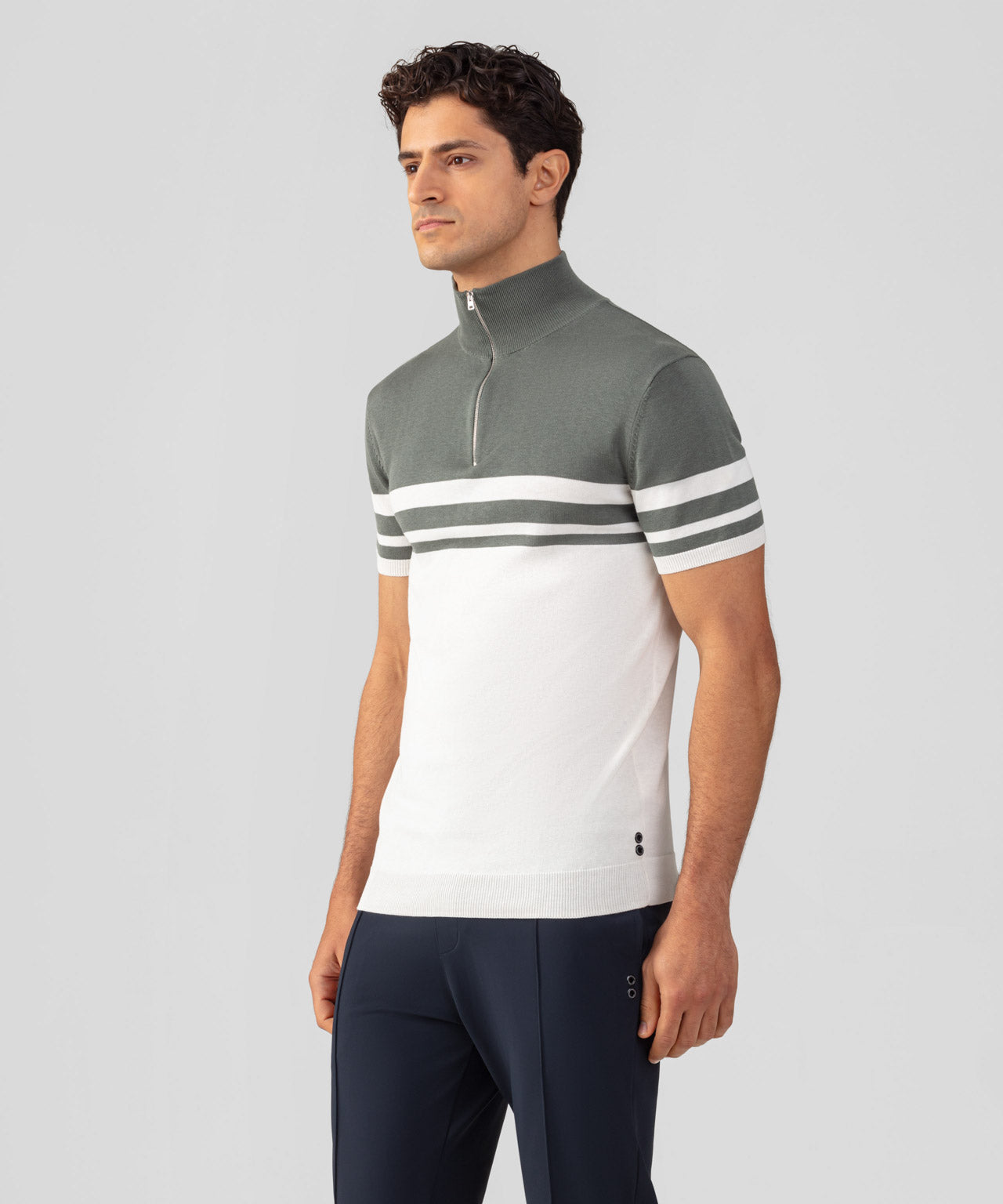 Cotton-Silk RD Polo Bicolor: Green Shadow